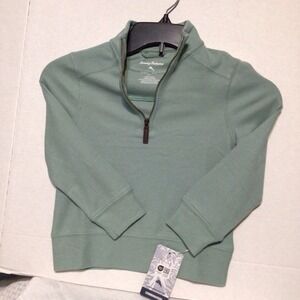 Tommy Bahama Girls Youth Green 1/4 Zip Pullover Long Sleeve Shirt XS 4‎ NWT